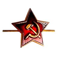 Odznak Rudá hvězda 22 mm, na čepici SRP a KLADIVO, ruská armáda