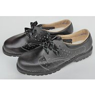Pracovní polobotky černé, ozdobné větrání, kožené boty
