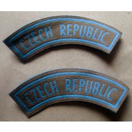 Nášivka CZECH REPUBLIC, originál, hnědá, prošívaný modrý nápis